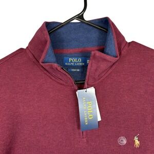 Polo Ralph Lauren Mens XXL Maroon 1/4 Zip Estate Rib Pullover Sweater Flesh Pony